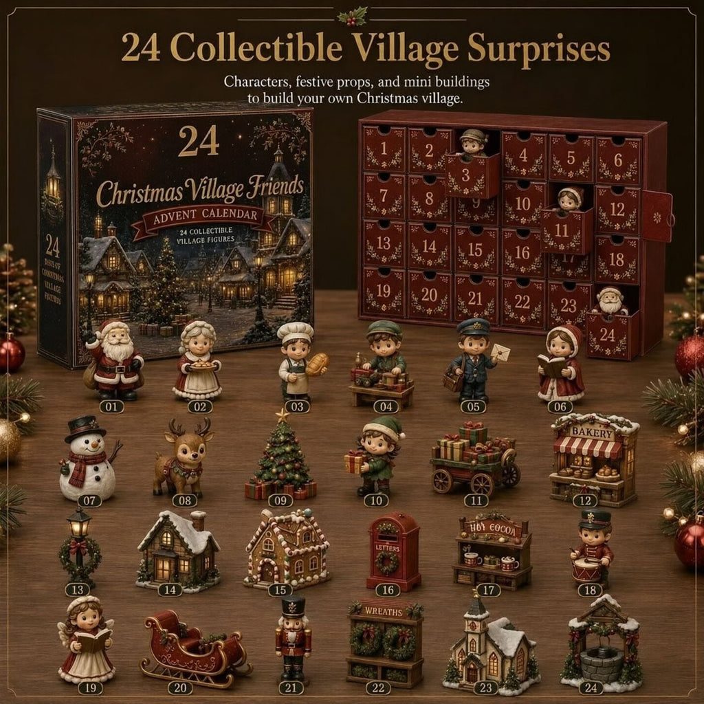 Christmas Village Advent Calendar, Acrylic Hanging Decoration
