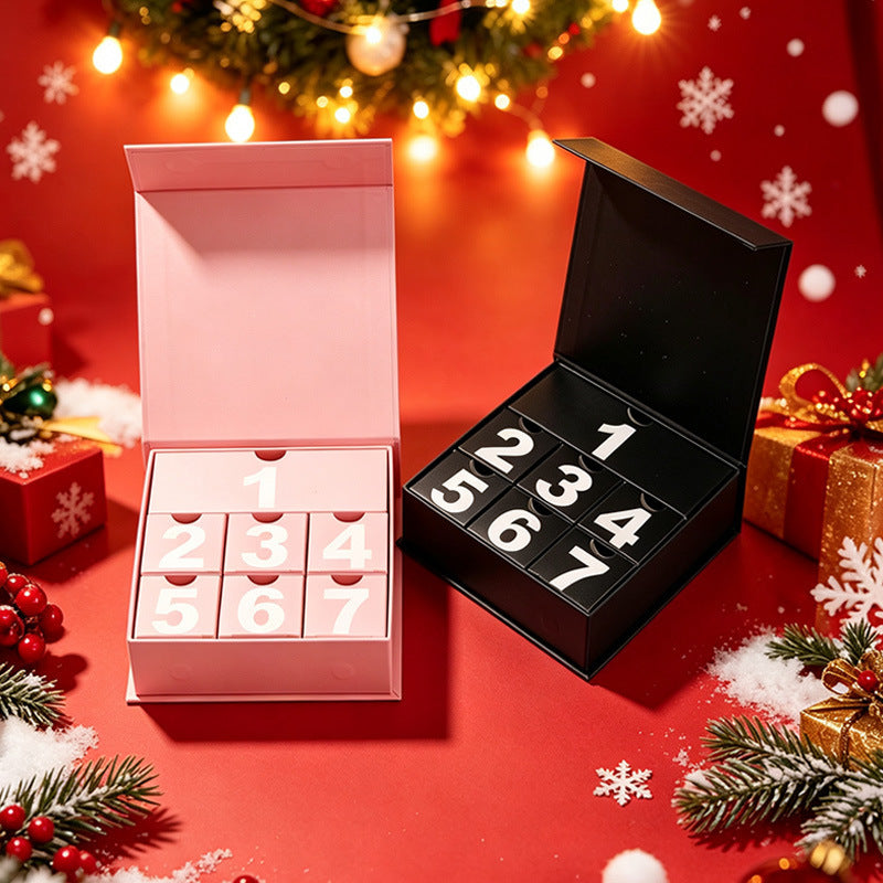 Christmas Advent Calendar Gift Box, 16.5x16.5x5cm