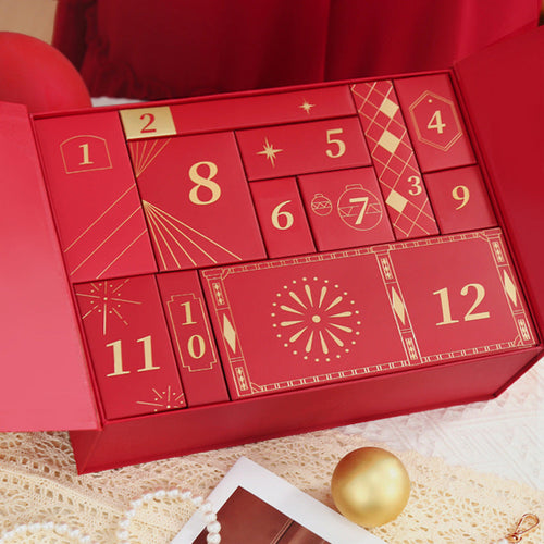 Advent calendar gift box, 24 compartments, with gold embossing