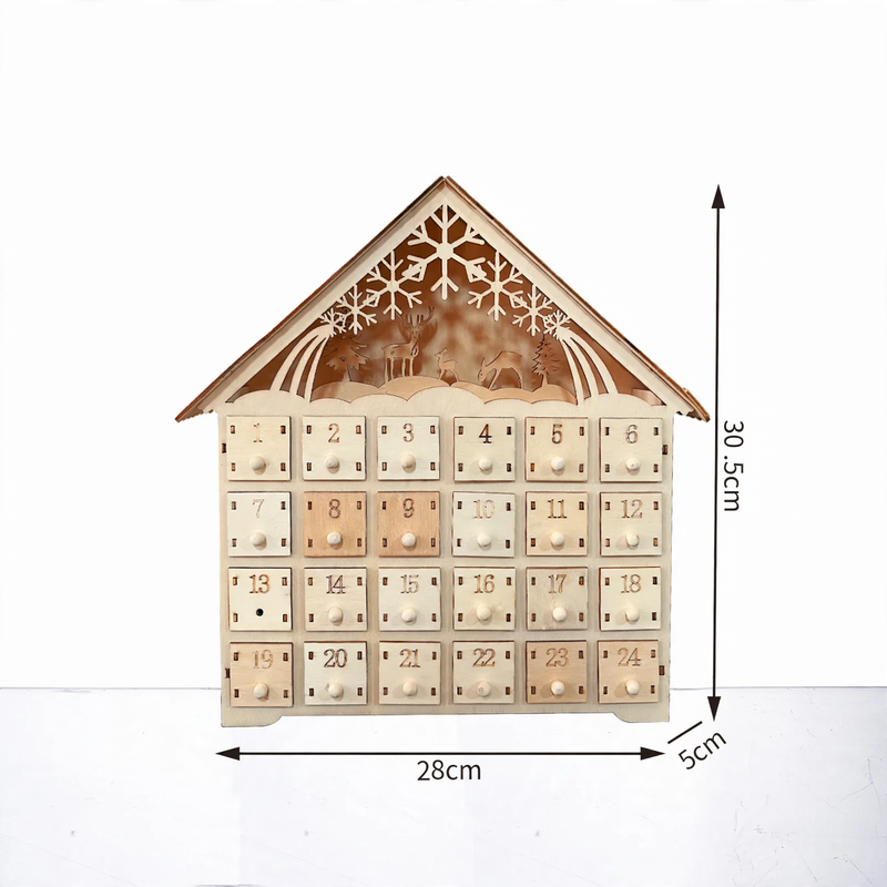 Illuminated wooden advent calendar with LED