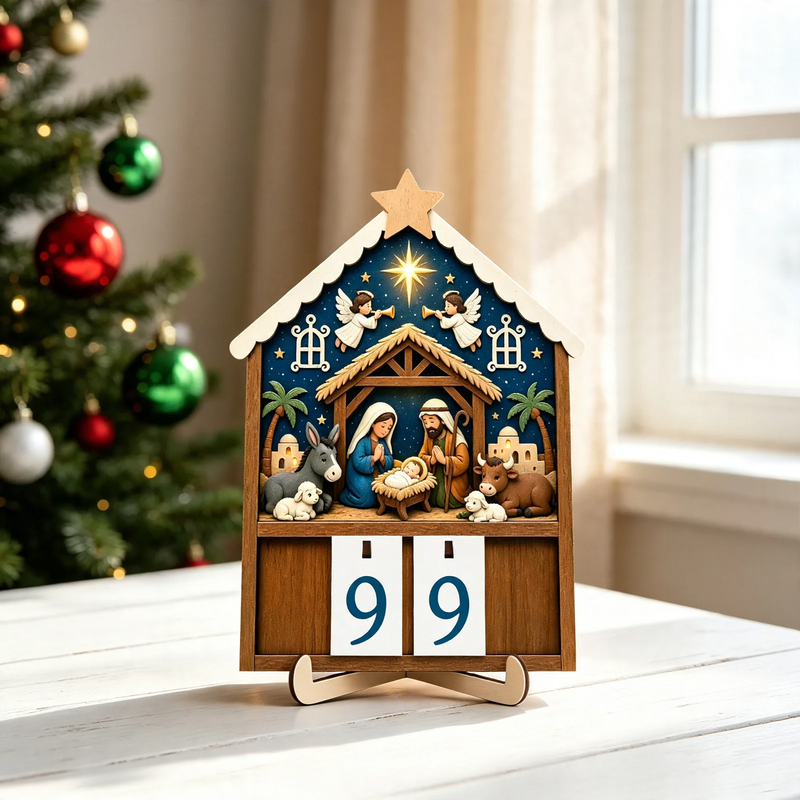 Wood Countdown Calendar for the Christmas Season