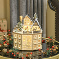 Wooden Advent calendar with music and village scene