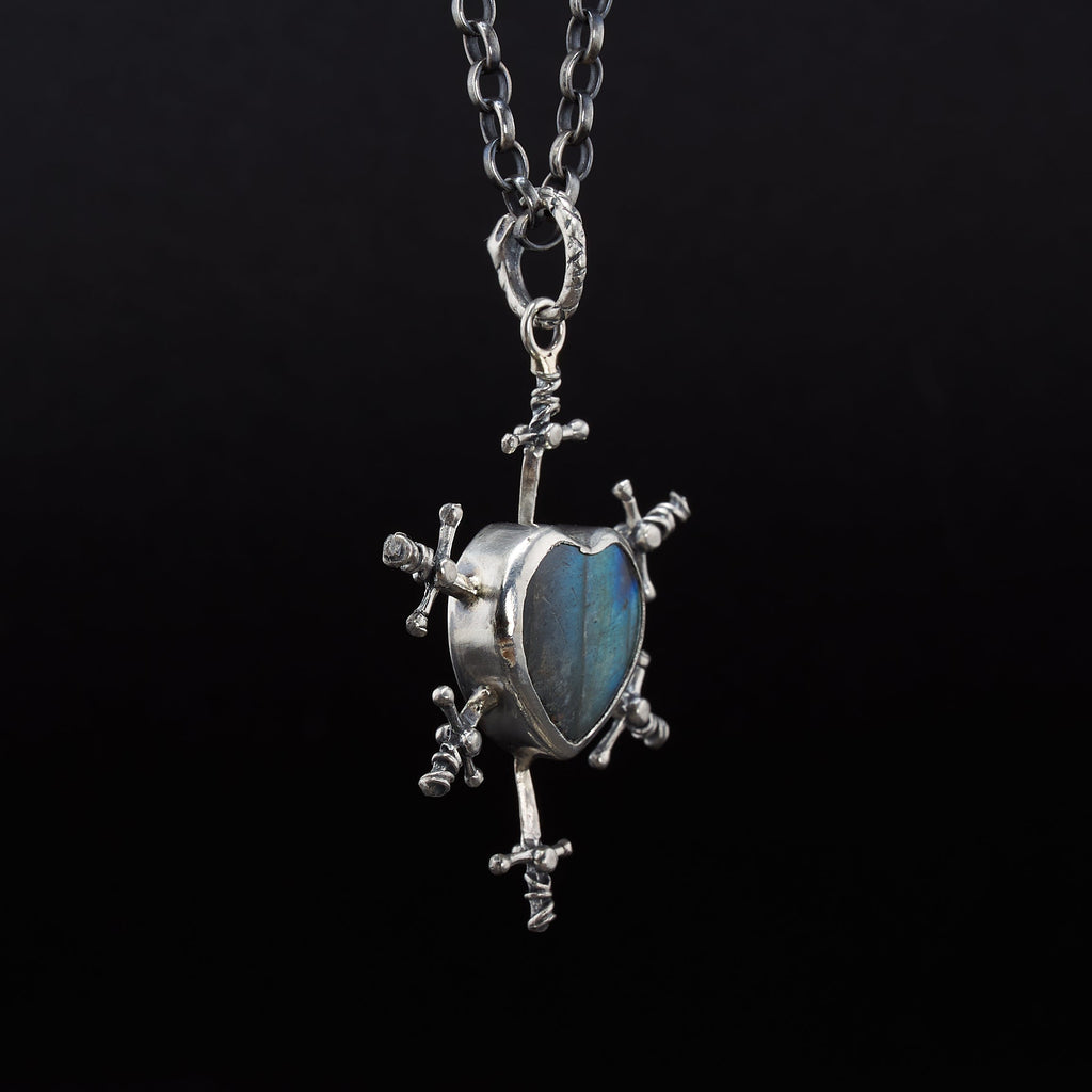 Six of Swords Labradorite Pendant in Sterling Silver