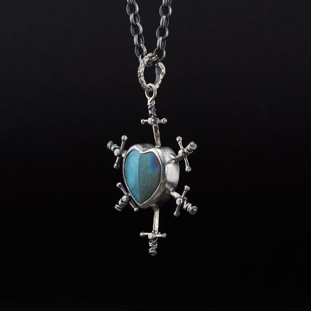 Six of Swords Labradorite Pendant in Sterling Silver