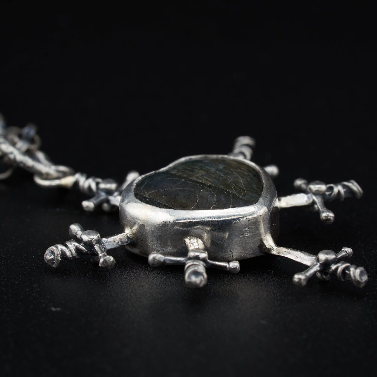 Six of Swords Labradorite Pendant in Sterling Silver