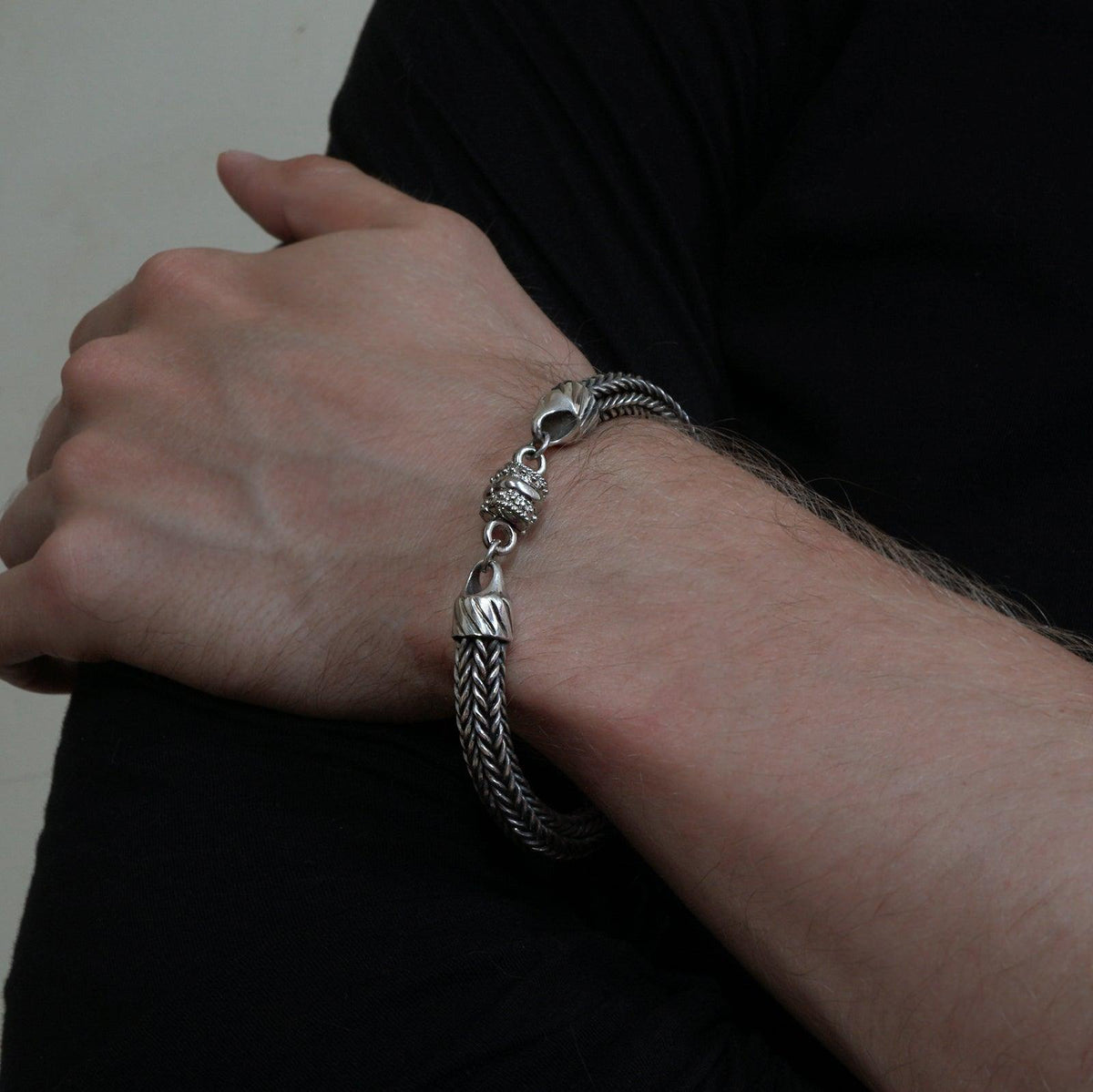 Woven Chain Bracelet in Sterling Silver, 8mm