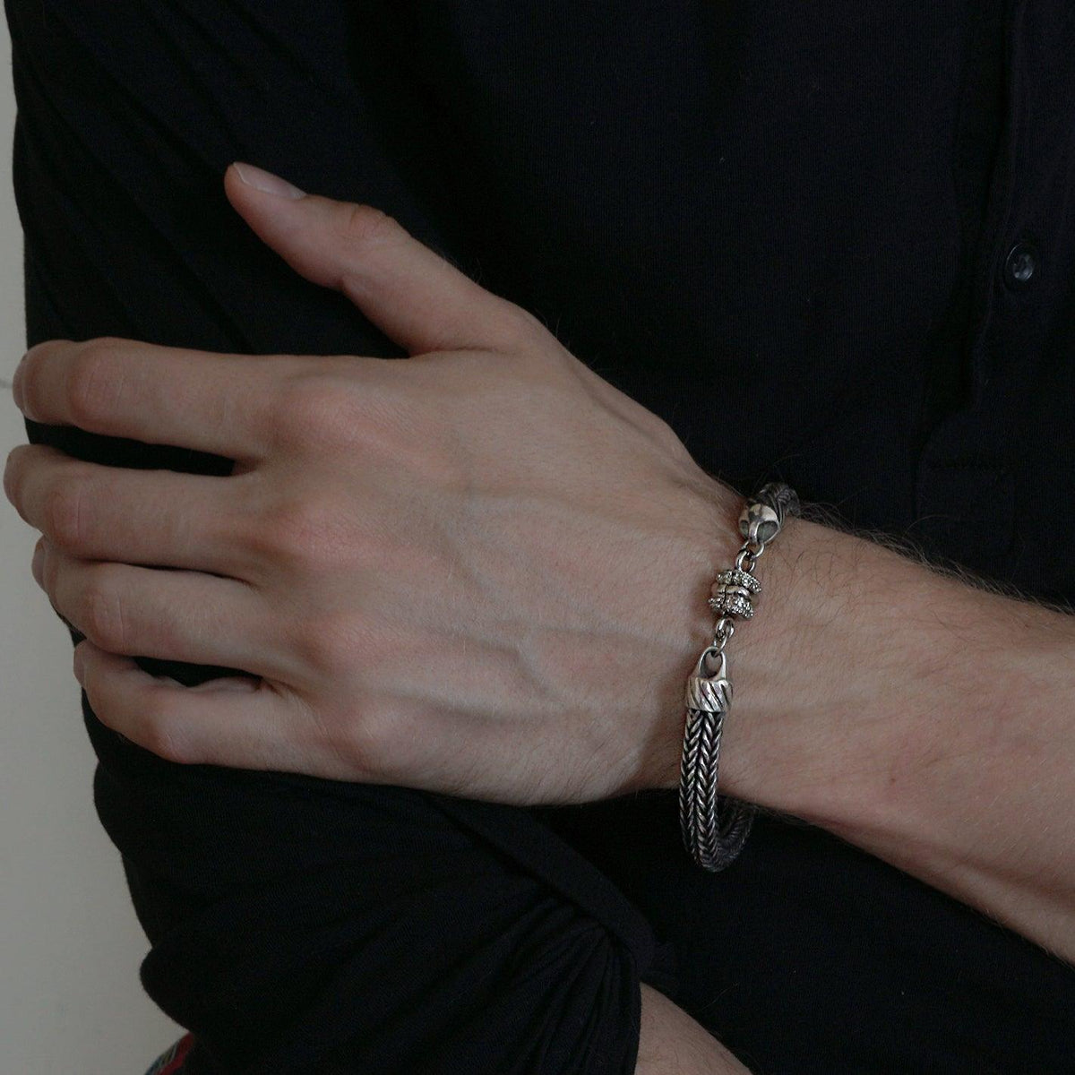Woven Chain Bracelet in Sterling Silver, 8mm