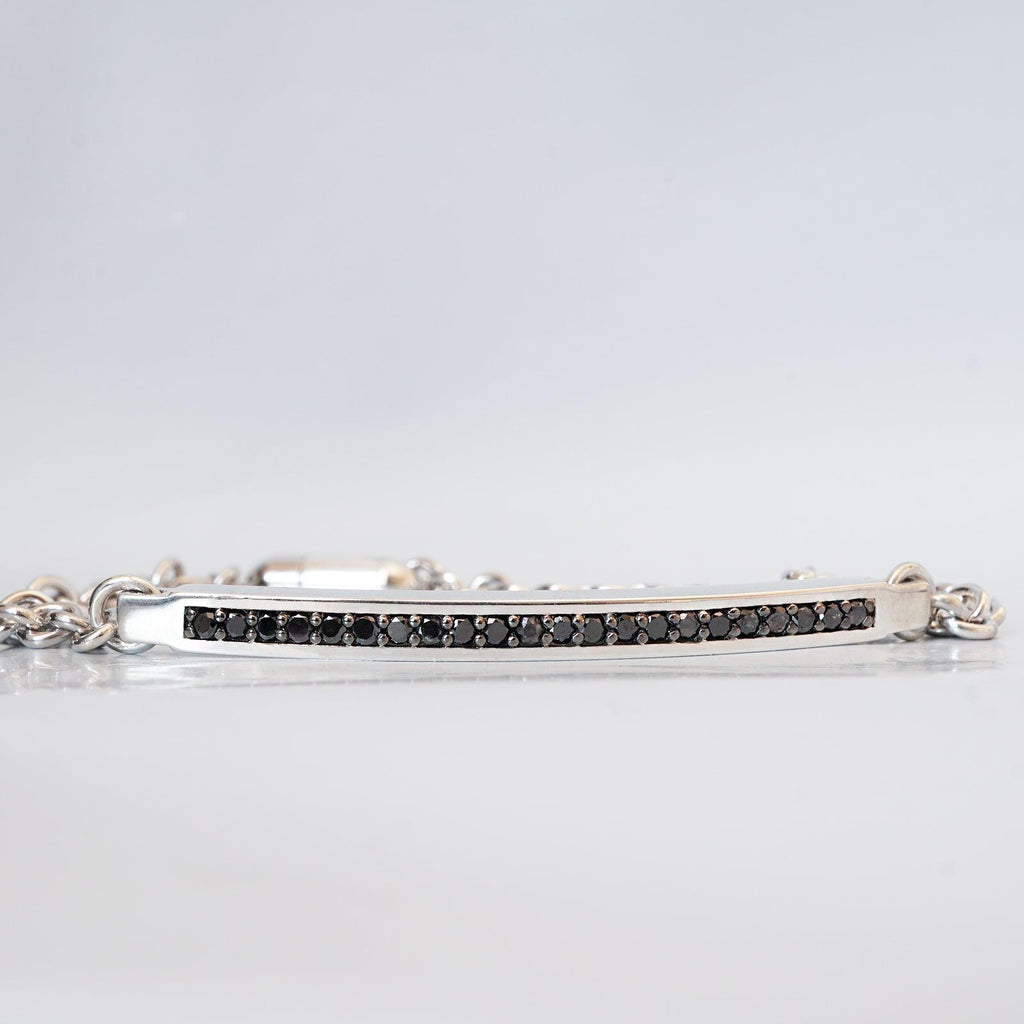 Black Diamond Lining Bracelet in Sterling Silver