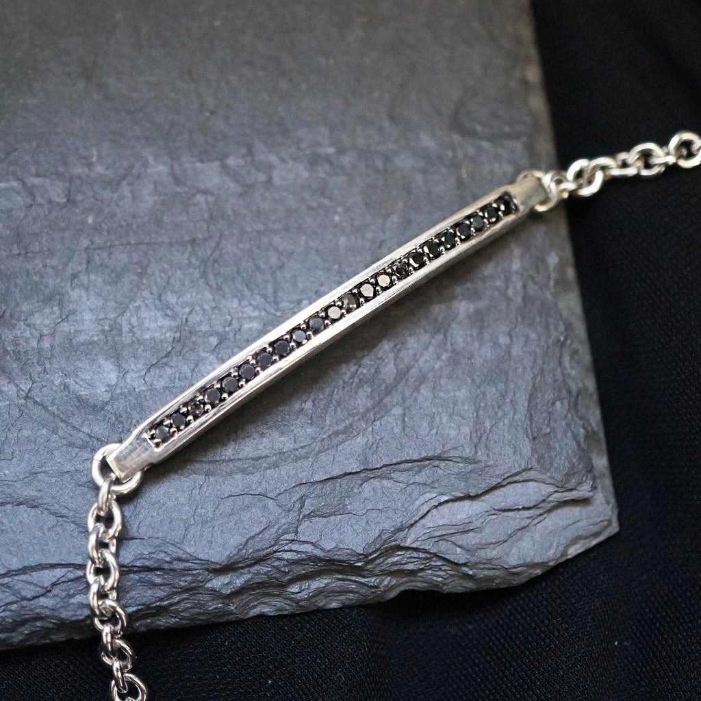 Black Diamond Lining Bracelet in Sterling Silver