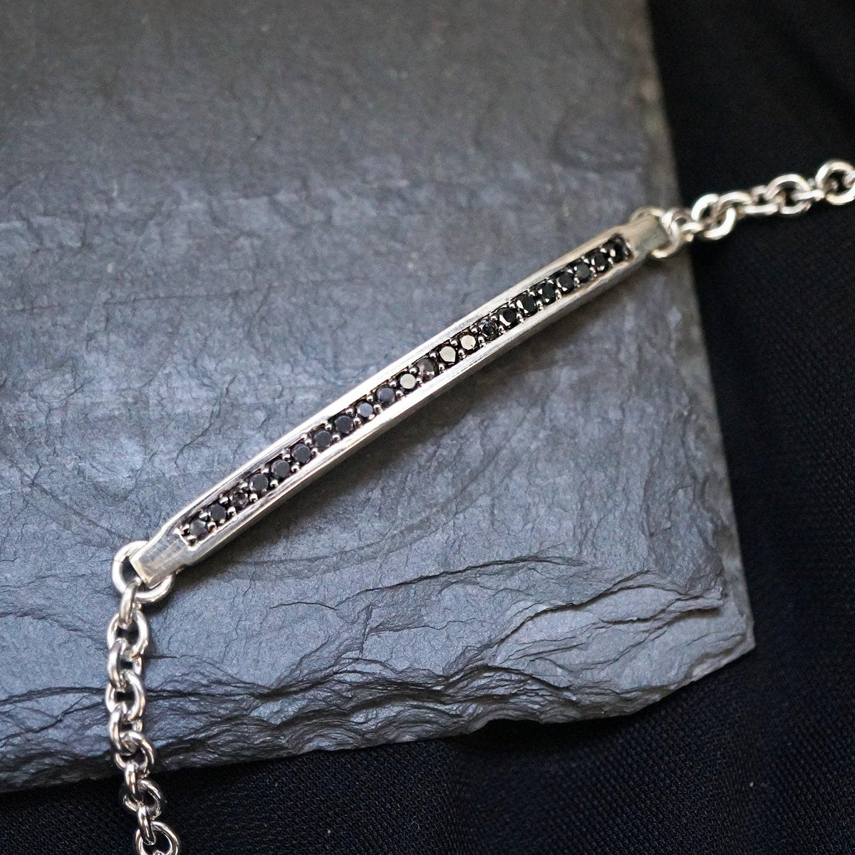 Black Diamond Lining Bracelet in Sterling Silver