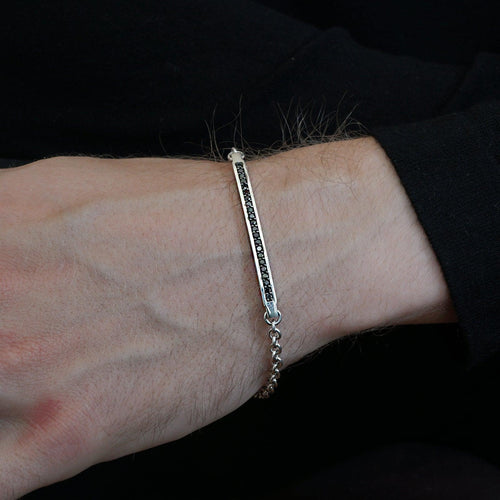 Black Diamond Lining Bracelet in Sterling Silver