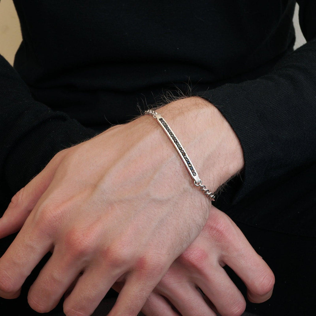 Black Diamond Lining Bracelet in Sterling Silver