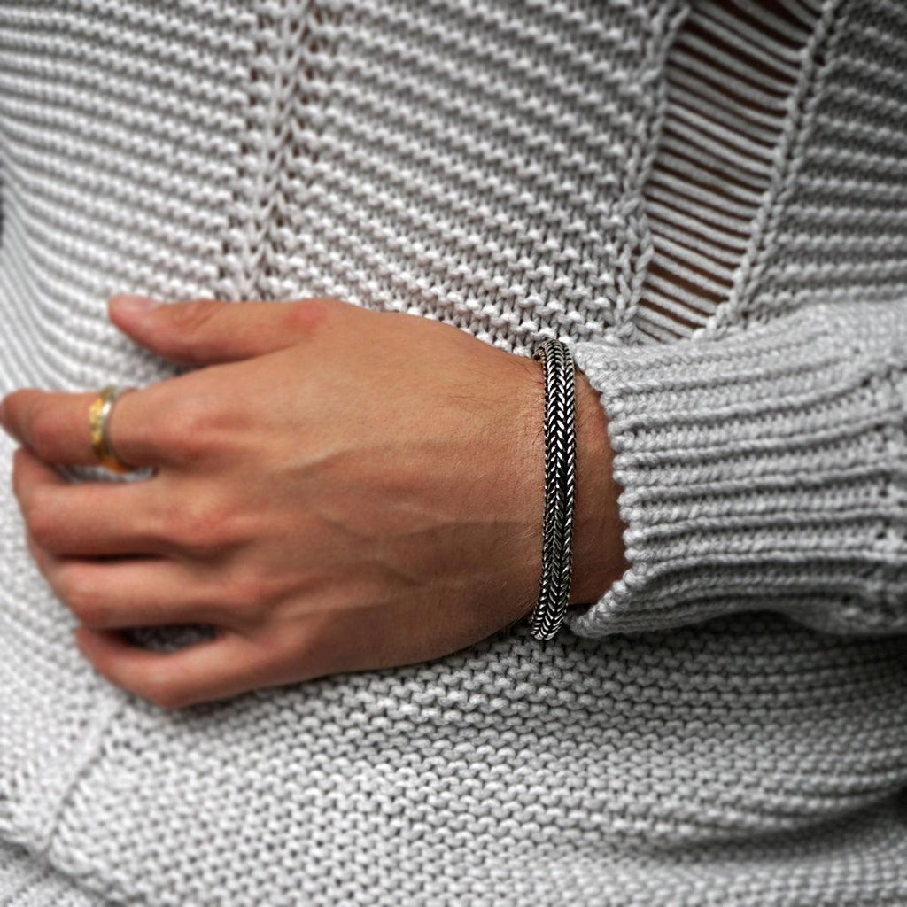 Woven Chain Bracelet in Sterling Silver, 8mm