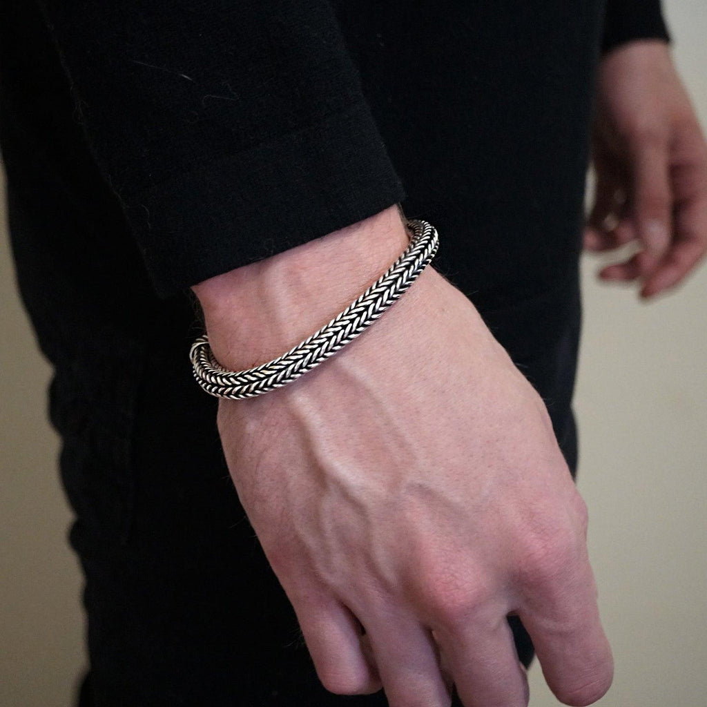 Woven Chain Bracelet in Sterling Silver, 8mm