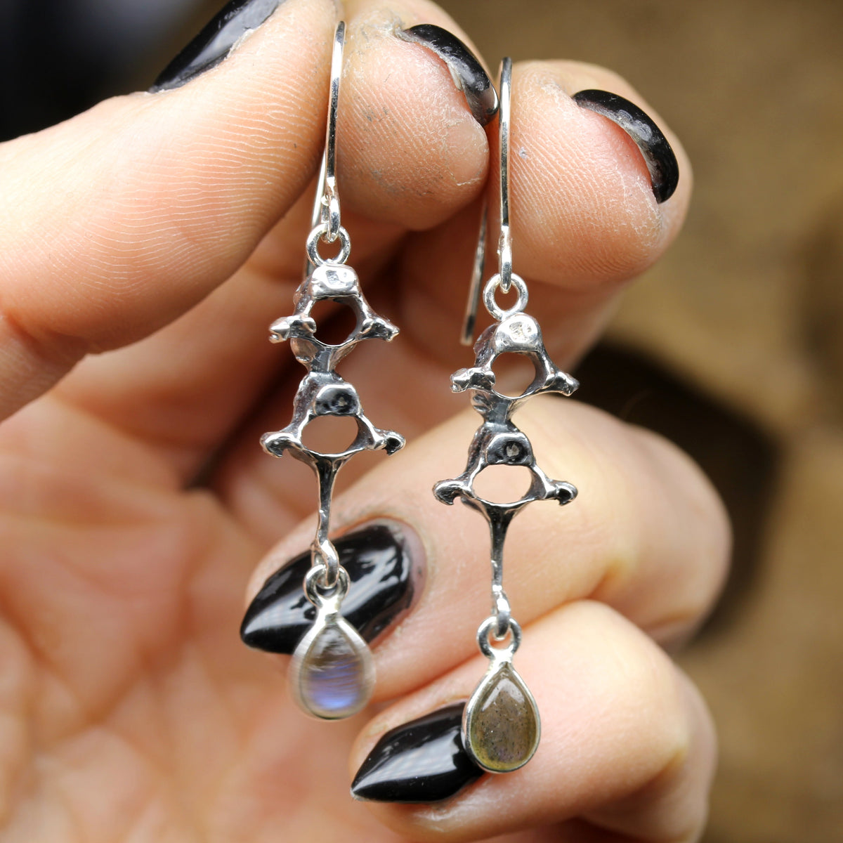 Labradorite Vertebrae Earrings