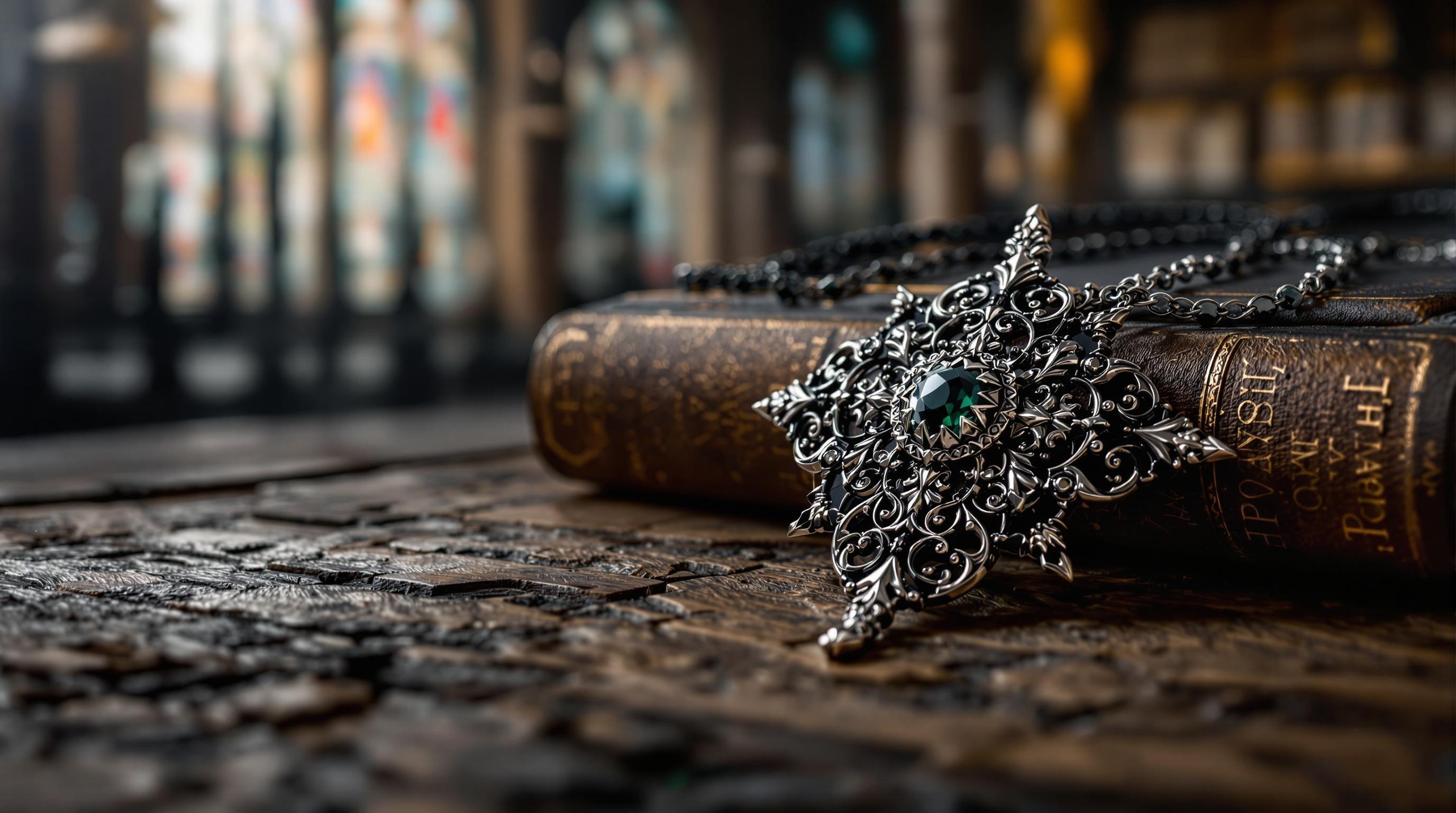Gothic jewellery material and sculptural detail